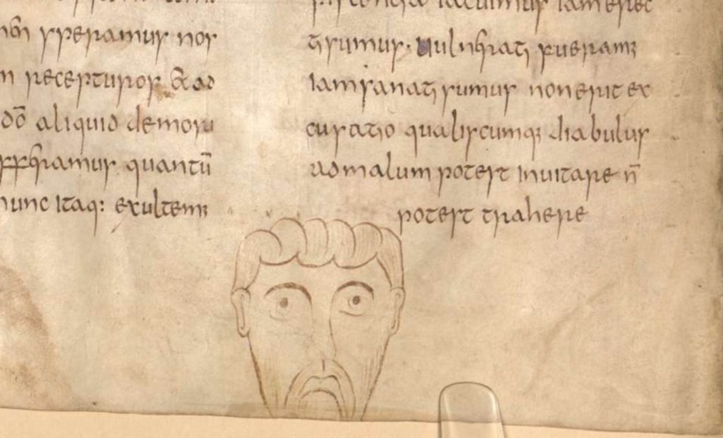 Puzzled man in the margin of Munich, BSB, Clm. 6298, fol. 12v